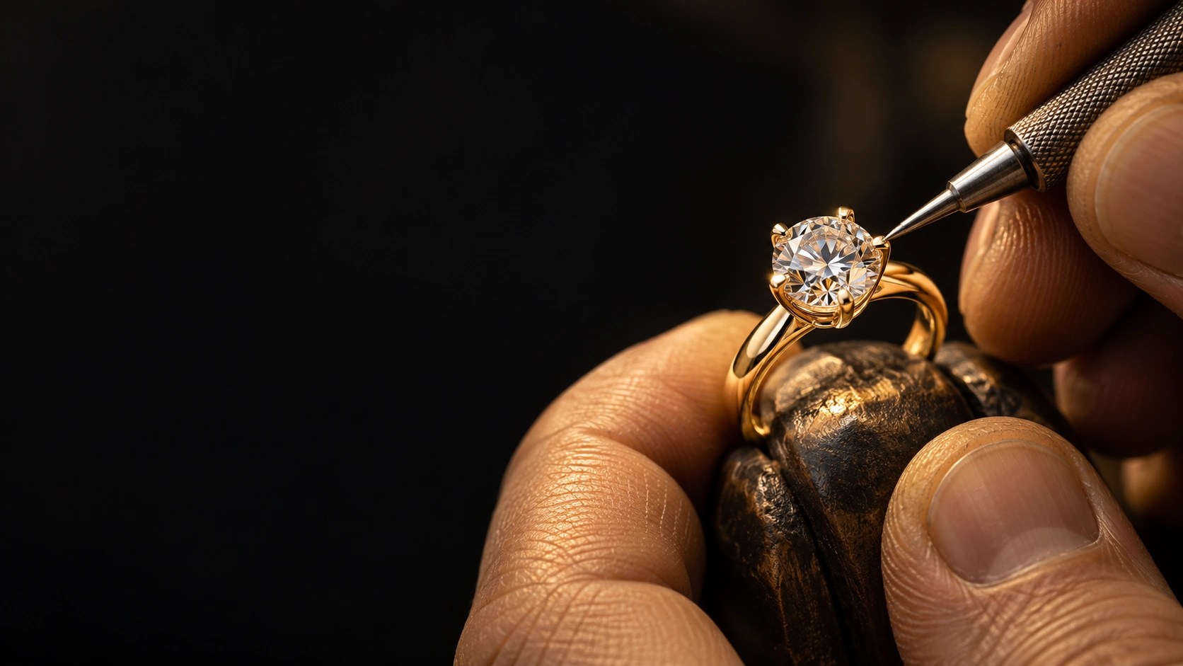 Diamond setting inspiration: a gold ring and precision setting tools